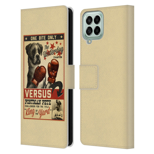 Lantern Press Dog Collection Versus Leather Book Wallet Case Cover For Samsung Galaxy M53 (2022)