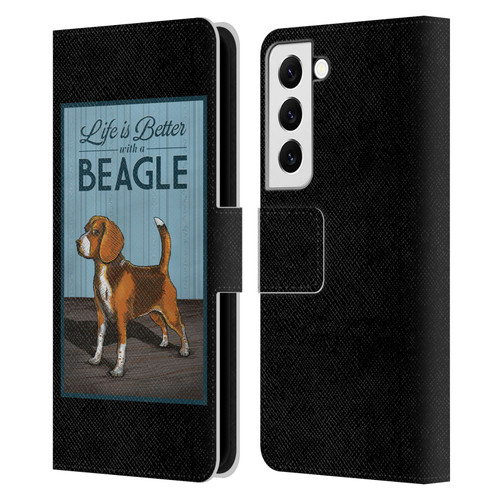 Lantern Press Dog Collection Beagle Leather Book Wallet Case Cover For Samsung Galaxy S22 5G