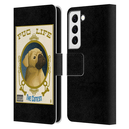 Lantern Press Dog Collection Pug Life Leather Book Wallet Case Cover For Samsung Galaxy S22 5G