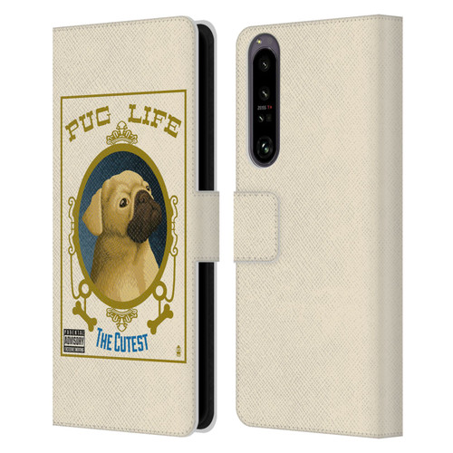 Lantern Press Dog Collection Pug Life Leather Book Wallet Case Cover For Sony Xperia 1 IV