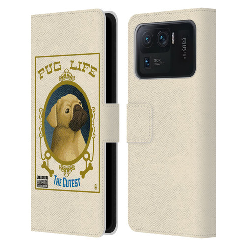 Lantern Press Dog Collection Pug Life Leather Book Wallet Case Cover For Xiaomi Mi 11 Ultra