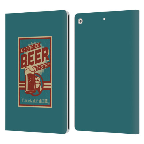 Lantern Press Man Cave Beer Tester Leather Book Wallet Case Cover For Apple iPad 10.2 2019/2020/2021