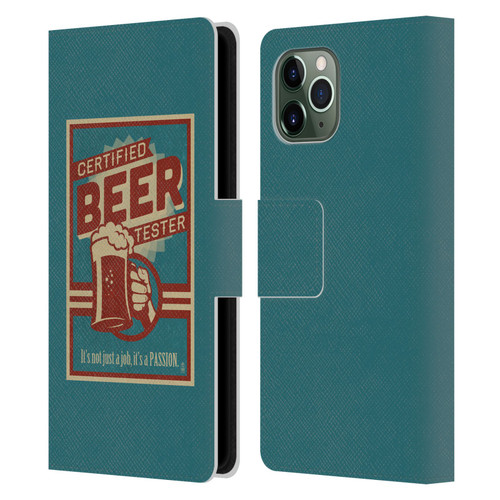 Lantern Press Man Cave Beer Tester Leather Book Wallet Case Cover For Apple iPhone 11 Pro
