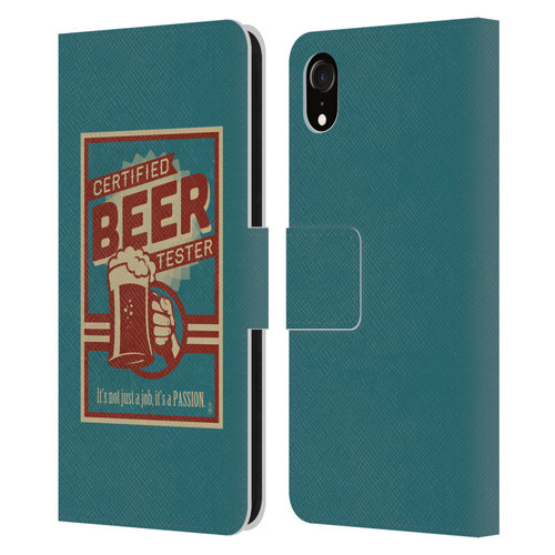 Lantern Press Man Cave Beer Tester Leather Book Wallet Case Cover For Apple iPhone XR