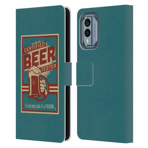 Lantern Press Man Cave Beer Tester Leather Book Wallet Case Cover For Nokia X30