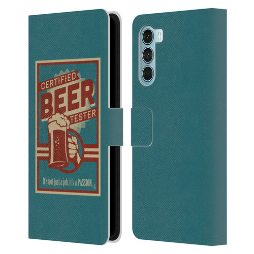 Lantern Press Man Cave Beer Tester Leather Book Wallet Case Cover For Motorola Edge S30 / Moto G200 5G