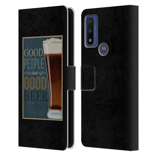 Lantern Press Man Cave Good People Leather Book Wallet Case Cover For Motorola G Pure