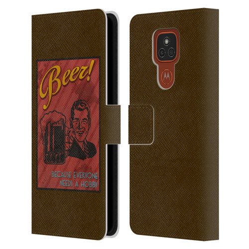 Lantern Press Man Cave Masculine Leather Book Wallet Case Cover For Motorola Moto E7 Plus