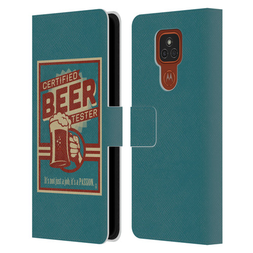 Lantern Press Man Cave Beer Tester Leather Book Wallet Case Cover For Motorola Moto E7 Plus