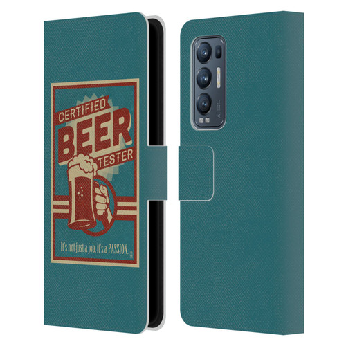 Lantern Press Man Cave Beer Tester Leather Book Wallet Case Cover For OPPO Find X3 Neo / Reno5 Pro+ 5G