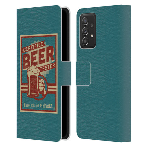 Lantern Press Man Cave Beer Tester Leather Book Wallet Case Cover For Samsung Galaxy A53 5G (2022)