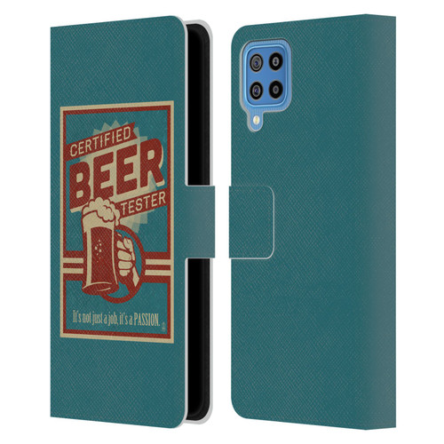 Lantern Press Man Cave Beer Tester Leather Book Wallet Case Cover For Samsung Galaxy F22 (2021)