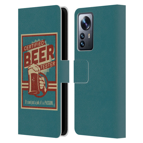 Lantern Press Man Cave Beer Tester Leather Book Wallet Case Cover For Xiaomi 12 Pro