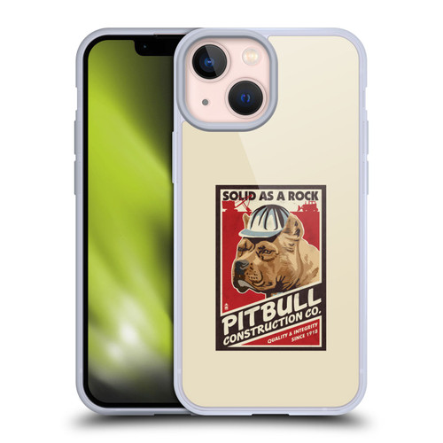 Lantern Press Dog Collection Pitbull Construction Soft Gel Case for Apple iPhone 13 Mini