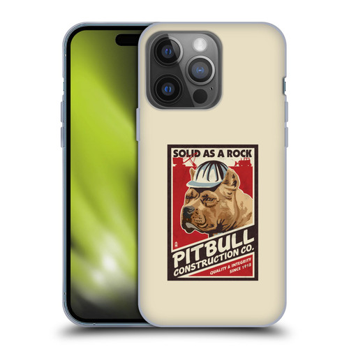 Lantern Press Dog Collection Pitbull Construction Soft Gel Case for Apple iPhone 14 Pro