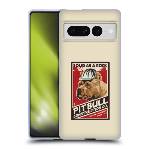 Lantern Press Dog Collection Pitbull Construction Soft Gel Case for Google Pixel 7 Pro
