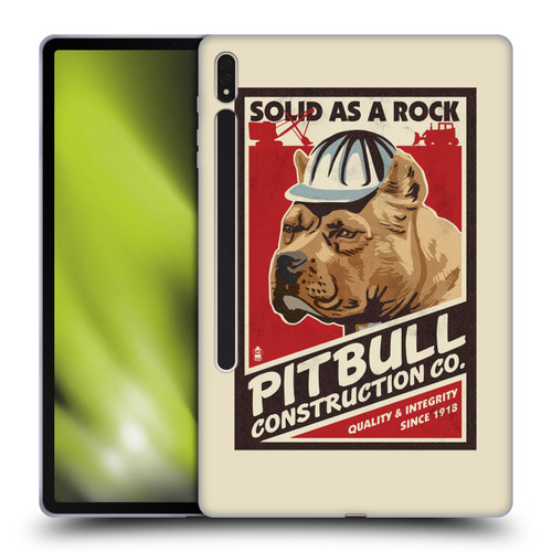 Lantern Press Dog Collection Pitbull Construction Soft Gel Case for Samsung Galaxy Tab S8 Plus