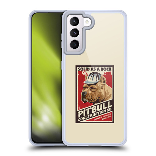 Lantern Press Dog Collection Pitbull Construction Soft Gel Case for Samsung Galaxy S21 5G