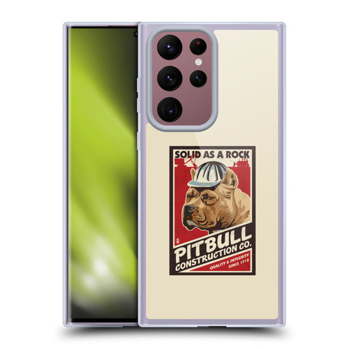 Lantern Press Dog Collection Pitbull Construction Soft Gel Case for Samsung Galaxy S22 Ultra 5G