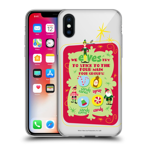 Elf Movie Graphics 1 Food Groups Soft Gel Case for Apple iPhone X / iPhone XS