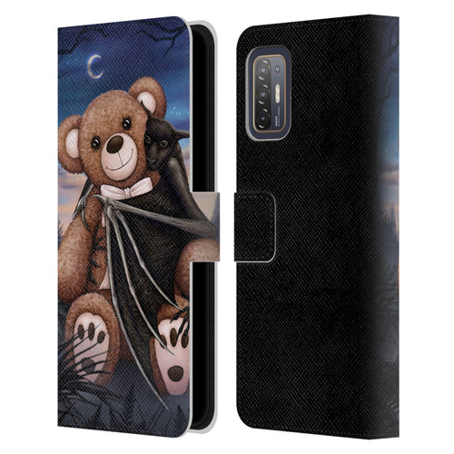 Sarah Richter Animals Bat Cuddling A Toy Bear Leather Book Wallet Case Cover For HTC Desire 21 Pro 5G