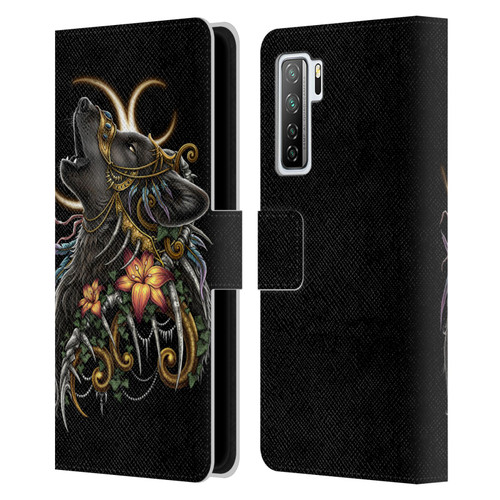 Sarah Richter Animals Gothic Black Howling Wolf Leather Book Wallet Case Cover For Huawei Nova 7 SE/P40 Lite 5G