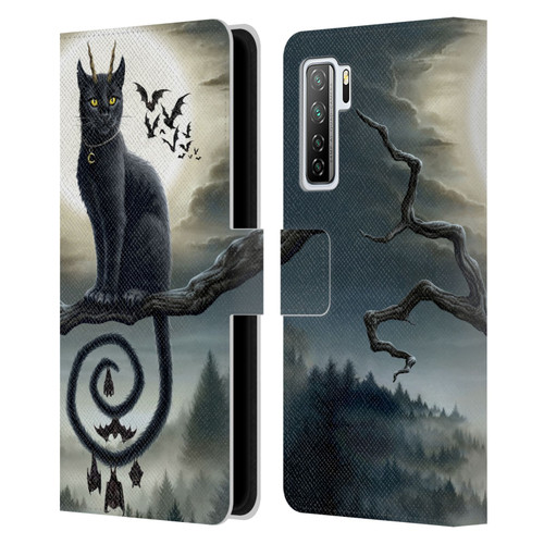 Sarah Richter Animals Gothic Black Cat & Bats Leather Book Wallet Case Cover For Huawei Nova 7 SE/P40 Lite 5G