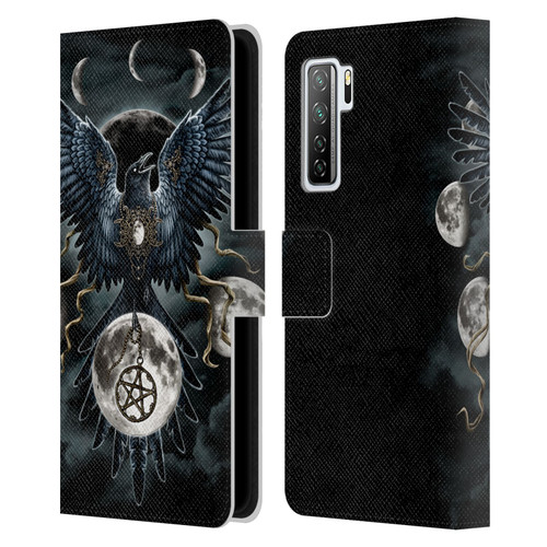 Sarah Richter Animals Gothic Black Raven Leather Book Wallet Case Cover For Huawei Nova 7 SE/P40 Lite 5G