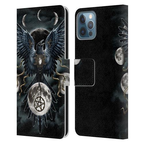 Sarah Richter Animals Gothic Black Raven Leather Book Wallet Case Cover For Apple iPhone 12 / iPhone 12 Pro