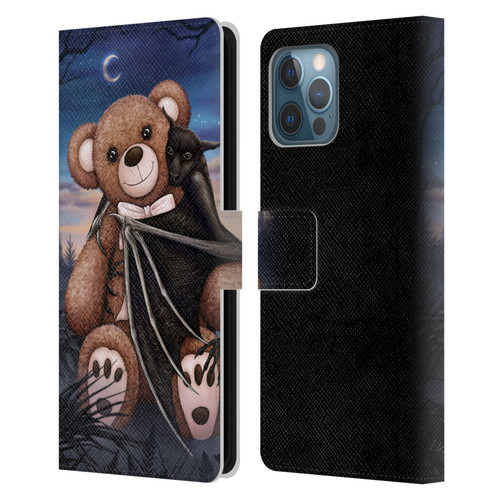 Sarah Richter Animals Bat Cuddling A Toy Bear Leather Book Wallet Case Cover For Apple iPhone 12 Pro Max