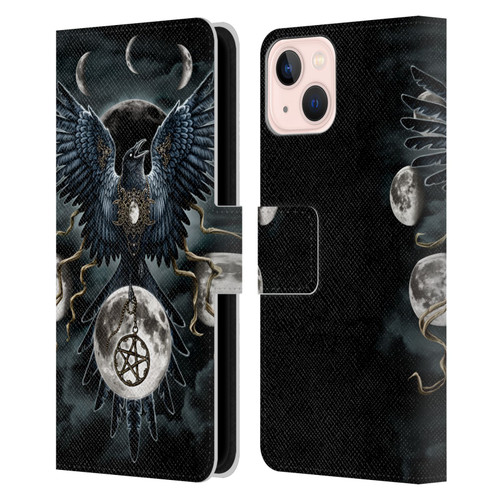 Sarah Richter Animals Gothic Black Raven Leather Book Wallet Case Cover For Apple iPhone 13