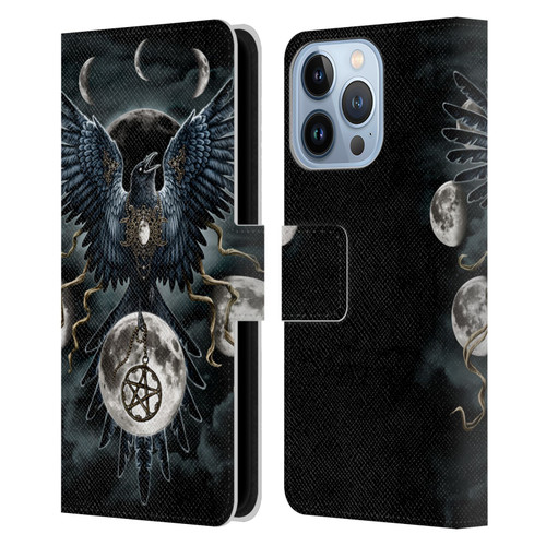 Sarah Richter Animals Gothic Black Raven Leather Book Wallet Case Cover For Apple iPhone 13 Pro