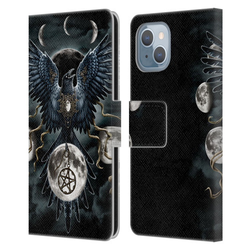Sarah Richter Animals Gothic Black Raven Leather Book Wallet Case Cover For Apple iPhone 14