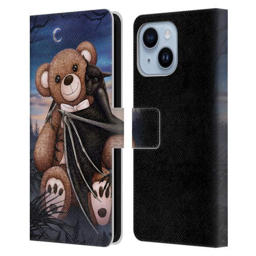 Sarah Richter Animals Bat Cuddling A Toy Bear Leather Book Wallet Case Cover For Apple iPhone 14 Plus