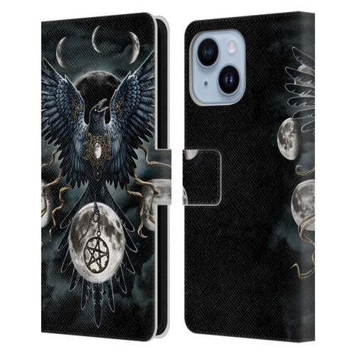 Sarah Richter Animals Gothic Black Raven Leather Book Wallet Case Cover For Apple iPhone 14 Plus