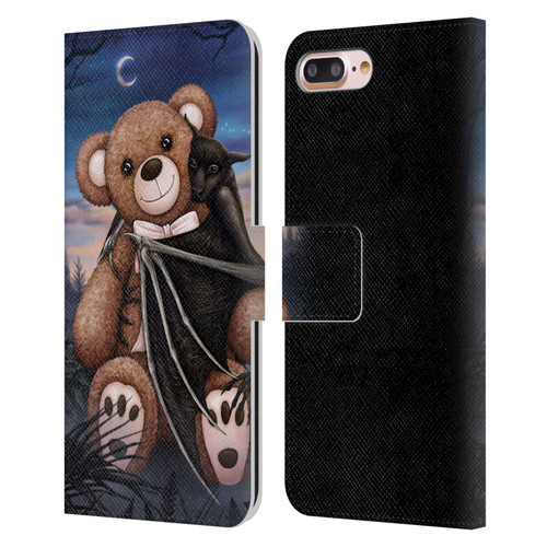 Sarah Richter Animals Bat Cuddling A Toy Bear Leather Book Wallet Case Cover For Apple iPhone 7 Plus / iPhone 8 Plus
