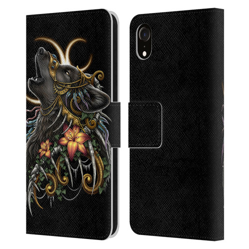 Sarah Richter Animals Gothic Black Howling Wolf Leather Book Wallet Case Cover For Apple iPhone XR