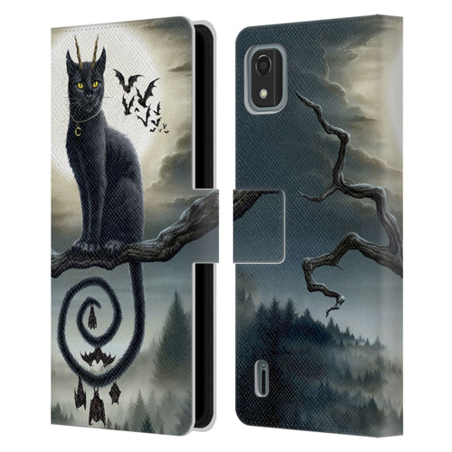 Sarah Richter Animals Gothic Black Cat & Bats Leather Book Wallet Case Cover For Nokia C2 2nd Edition