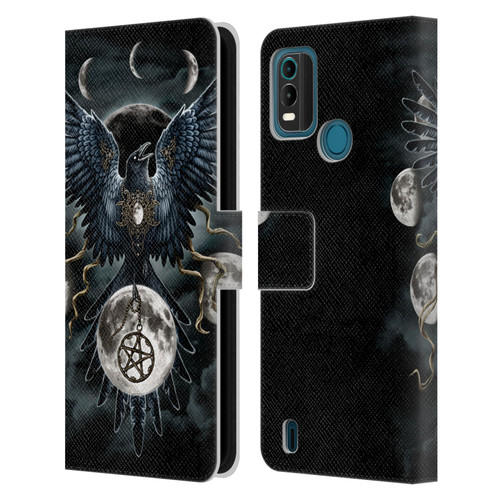 Sarah Richter Animals Gothic Black Raven Leather Book Wallet Case Cover For Nokia G11 Plus