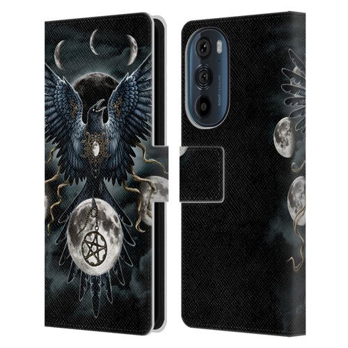 Sarah Richter Animals Gothic Black Raven Leather Book Wallet Case Cover For Motorola Edge 30