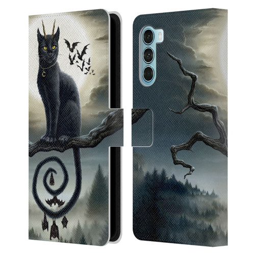 Sarah Richter Animals Gothic Black Cat & Bats Leather Book Wallet Case Cover For Motorola Edge S30 / Moto G200 5G