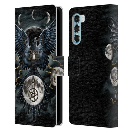 Sarah Richter Animals Gothic Black Raven Leather Book Wallet Case Cover For Motorola Edge S30 / Moto G200 5G
