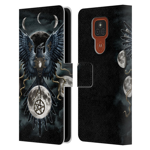 Sarah Richter Animals Gothic Black Raven Leather Book Wallet Case Cover For Motorola Moto E7 Plus