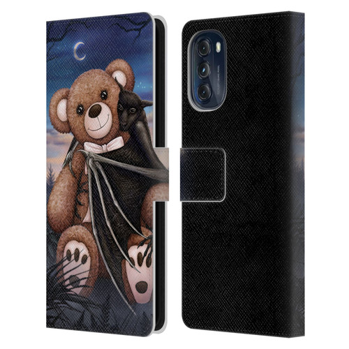 Sarah Richter Animals Bat Cuddling A Toy Bear Leather Book Wallet Case Cover For Motorola Moto G (2022)