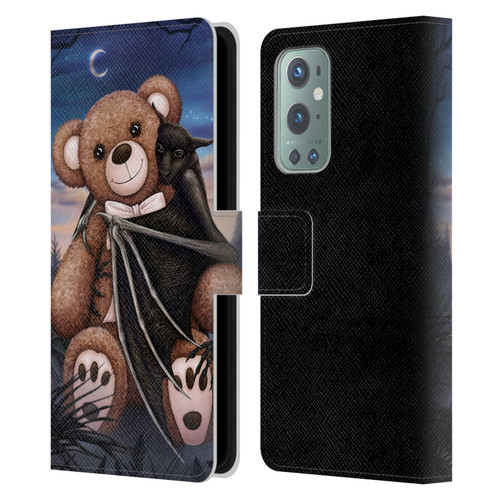 Sarah Richter Animals Bat Cuddling A Toy Bear Leather Book Wallet Case Cover For OnePlus 9