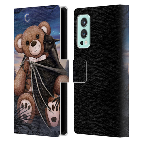 Sarah Richter Animals Bat Cuddling A Toy Bear Leather Book Wallet Case Cover For OnePlus Nord 2 5G