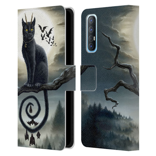 Sarah Richter Animals Gothic Black Cat & Bats Leather Book Wallet Case Cover For OPPO Find X2 Neo 5G
