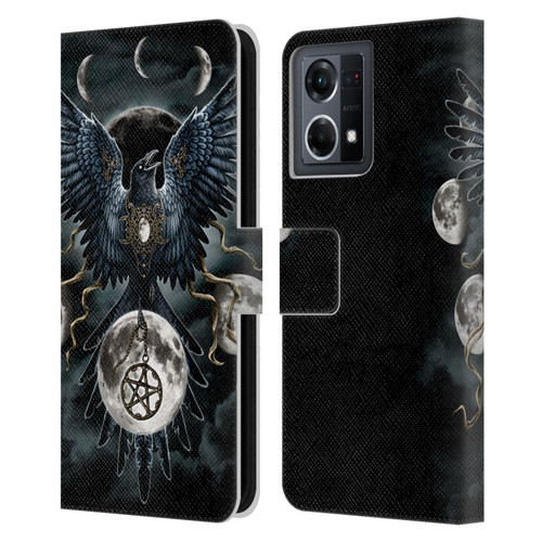 Sarah Richter Animals Gothic Black Raven Leather Book Wallet Case Cover For OPPO Reno8 4G