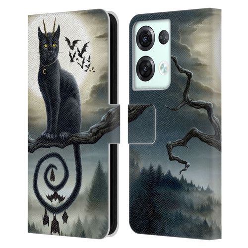 Sarah Richter Animals Gothic Black Cat & Bats Leather Book Wallet Case Cover For OPPO Reno8 Pro