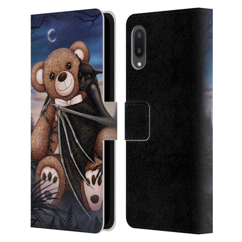 Sarah Richter Animals Bat Cuddling A Toy Bear Leather Book Wallet Case Cover For Samsung Galaxy A02/M02 (2021)